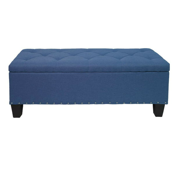 30cmX30cmX35cm Storage LSX--Ottomans Living Room Sofa Dressing Change Shoes Stool Upholstered Foot Stool Stool Foot Rest Small Pouf Storage Beanbag Footrest Ottoman Chair Linen Fabric Blue 